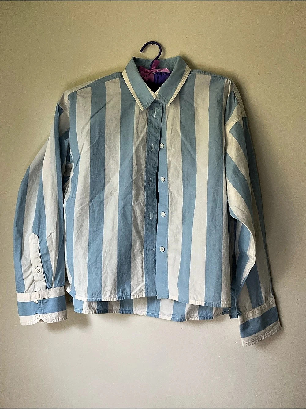 J.Crew Striped Cotton Button Down in Blue & White Size Medium